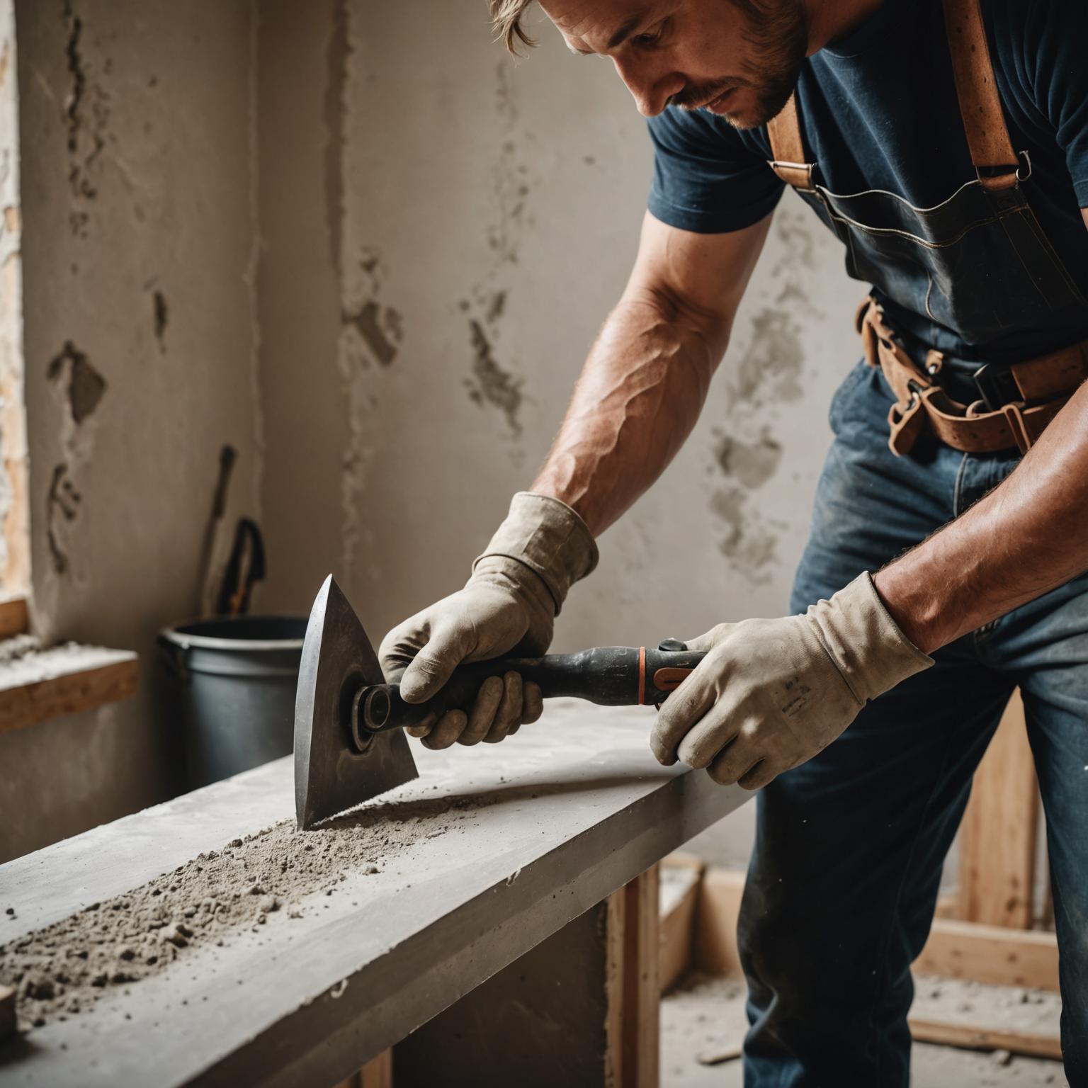 PrimoQuo plasterer smoothing a wall on a renovation site
